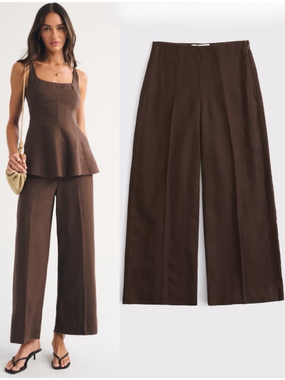 NWT Abercrombie & Fitch Linen High Rise Cropped Wide Leg Pant